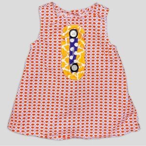 Right Bank Babies 12M – Red Dress with Ruffled Bib & Buttons